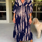 🌷Limited time offer 47% OFF🎁Casual Print V-Neck Waist Wrap Long Dress-2