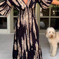 🌷Limited time offer 47% OFF🎁Casual Print V-Neck Waist Wrap Long Dress-4
