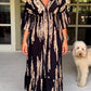 🌷Limited time offer 47% OFF🎁Casual Print V-Neck Waist Wrap Long Dress-6