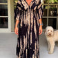 🌷Limited time offer 47% OFF🎁Casual Print V-Neck Waist Wrap Long Dress-8