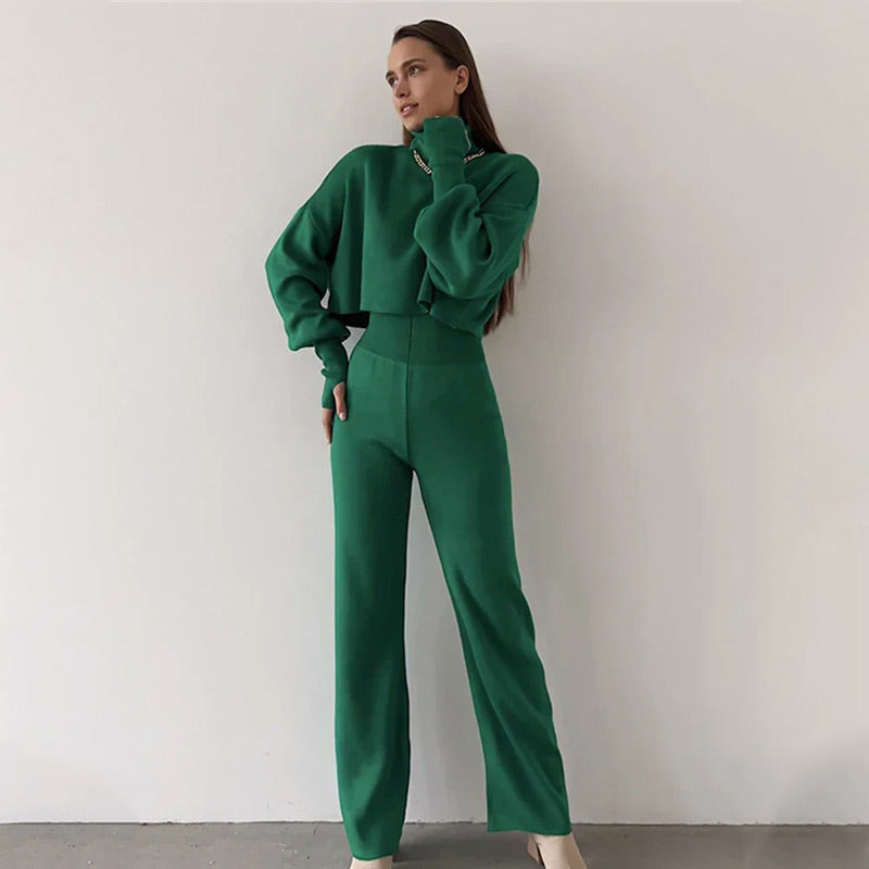 🌷Limited Time 50% OFF💞Women's Long-sleeve High Neck Crop Top and Pants Set-5