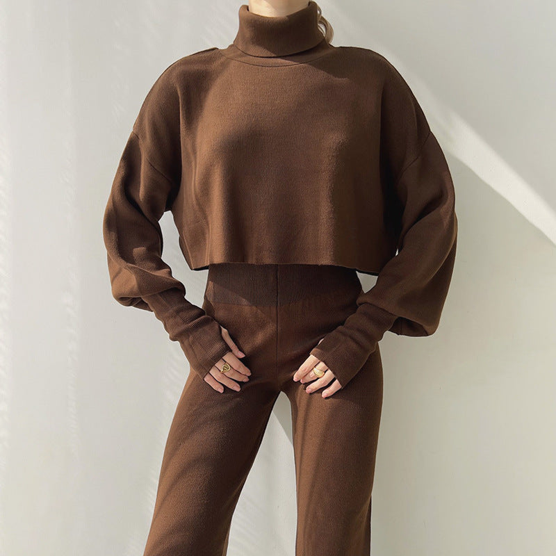 🌷Limited Time 50% OFF💞Women's Long-sleeve High Neck Crop Top and Pants Set-12