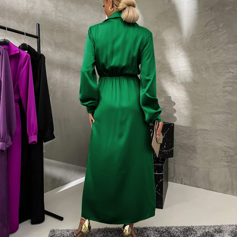 🌷Limited Time 51% OFF💞Women’s Trendy Long Sleeve Tie Waist Side Slit Dress-4