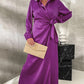 🌷Limited Time 51% OFF💞Women’s Trendy Long Sleeve Tie Waist Side Slit Dress-5