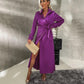 🌷Limited Time 51% OFF💞Women’s Trendy Long Sleeve Tie Waist Side Slit Dress-12