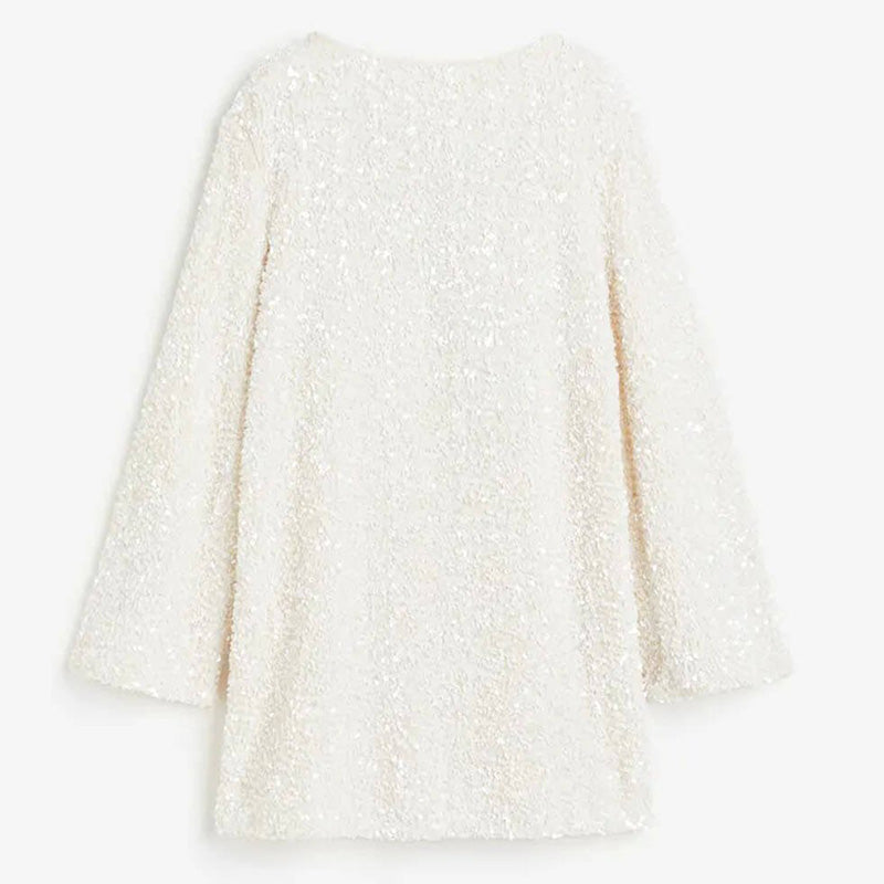 🎁Gift Choice - Long Sleeve Loose Sequined Tie-back Dress-12
