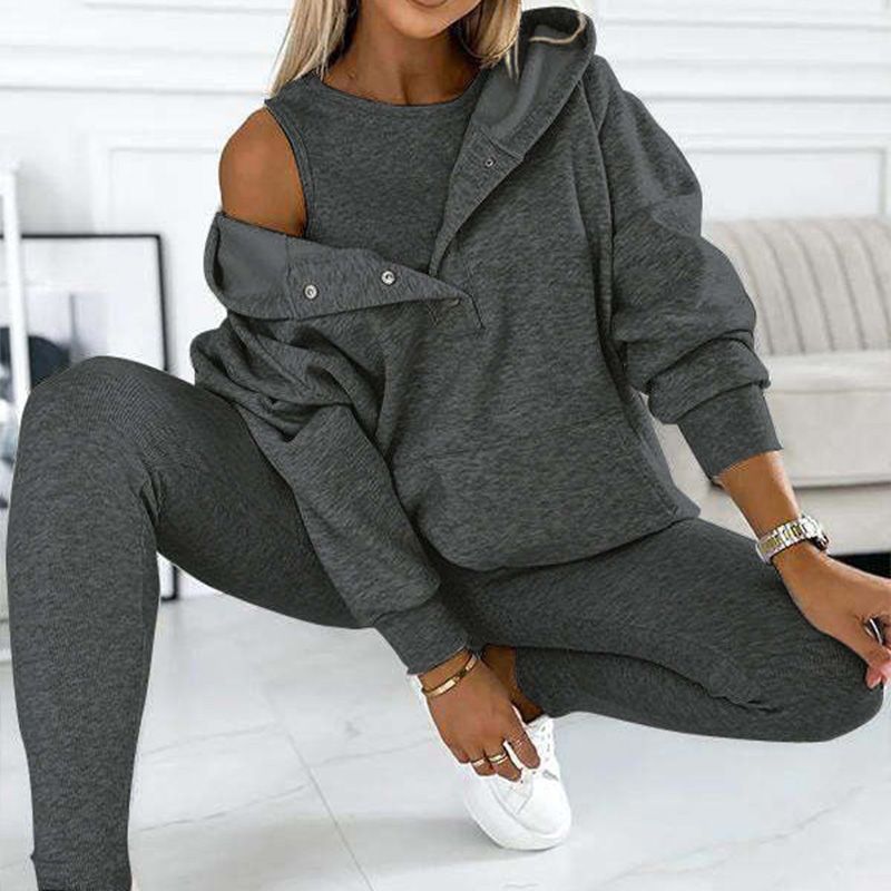 💥New Arrival🏆Hooded Casual and Comfortable Sweatshirt Three-Piece Set-3