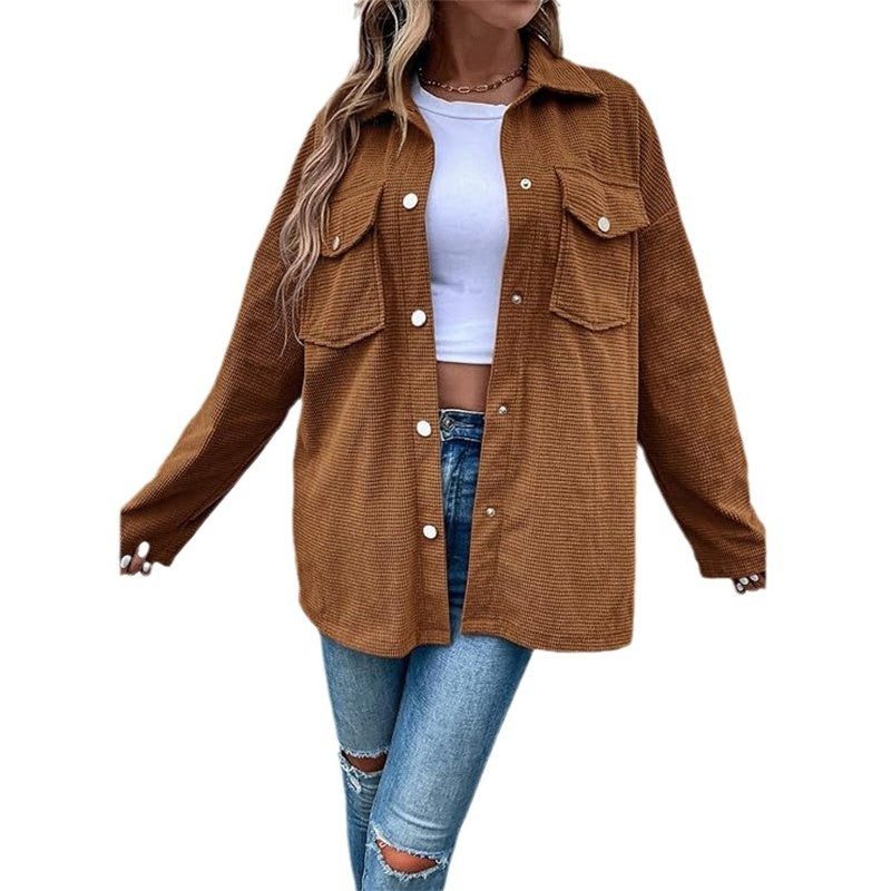 ✨New Arrival✨Women's Waffle Knit Button down Shirt Jacket-1