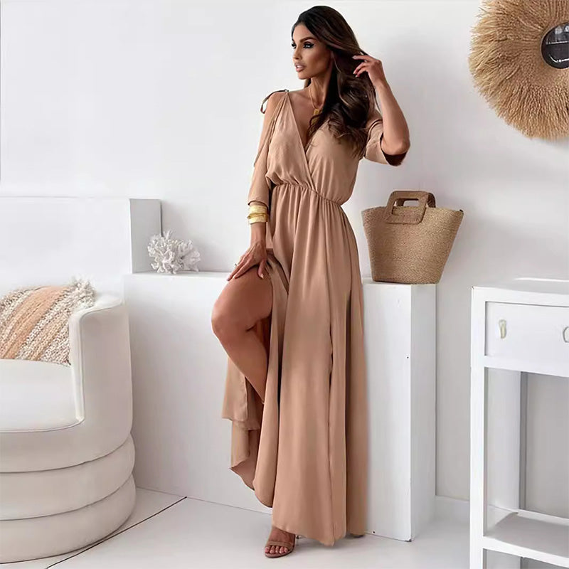 🔥2024 HOT SALE🔥 Women’s Elegant Sexy V Neck Side Slit Dress-2