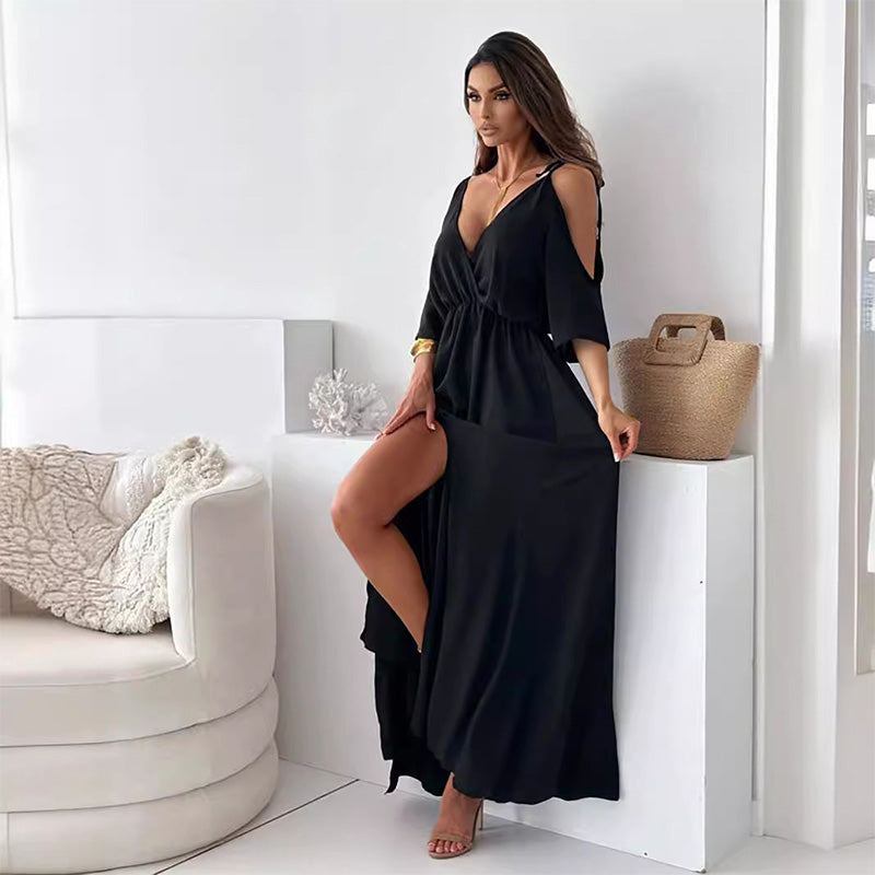 🔥2024 HOT SALE🔥 Women’s Elegant Sexy V Neck Side Slit Dress-11