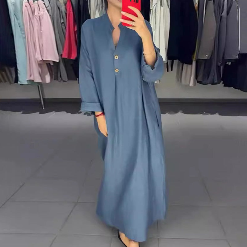 🌷Limited Time 51% OFF💞Women's Loose Fit Maxi Shirt Dress with Pockets-2