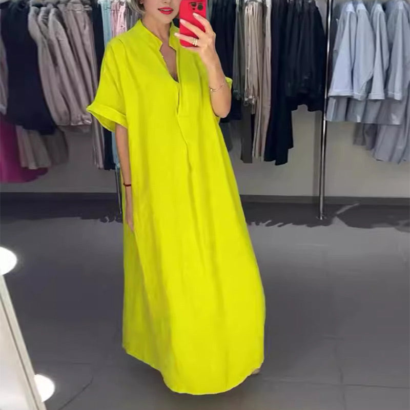 🌷Limited Time 51% OFF💞Women's Loose Fit Maxi Shirt Dress with Pockets-3