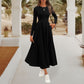 💞Elegant Solid Color Round Neck A-line Pleated Dress-7