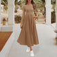 💞Elegant Solid Color Round Neck A-line Pleated Dress-10