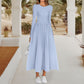 💞Elegant Solid Color Round Neck A-line Pleated Dress-11