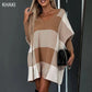 🌷Limited Time 56% OFF💞Women's Color Block Plaid Cape Loose Sweater-9