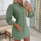 💥Limited time 56% off🔥Women's Lapel Button-Down Side Drawstring Shirt Dress-2