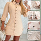 💥Limited time 56% off🔥Women's Lapel Button-Down Side Drawstring Shirt Dress-3