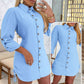 💥Limited time 56% off🔥Women's Lapel Button-Down Side Drawstring Shirt Dress-4