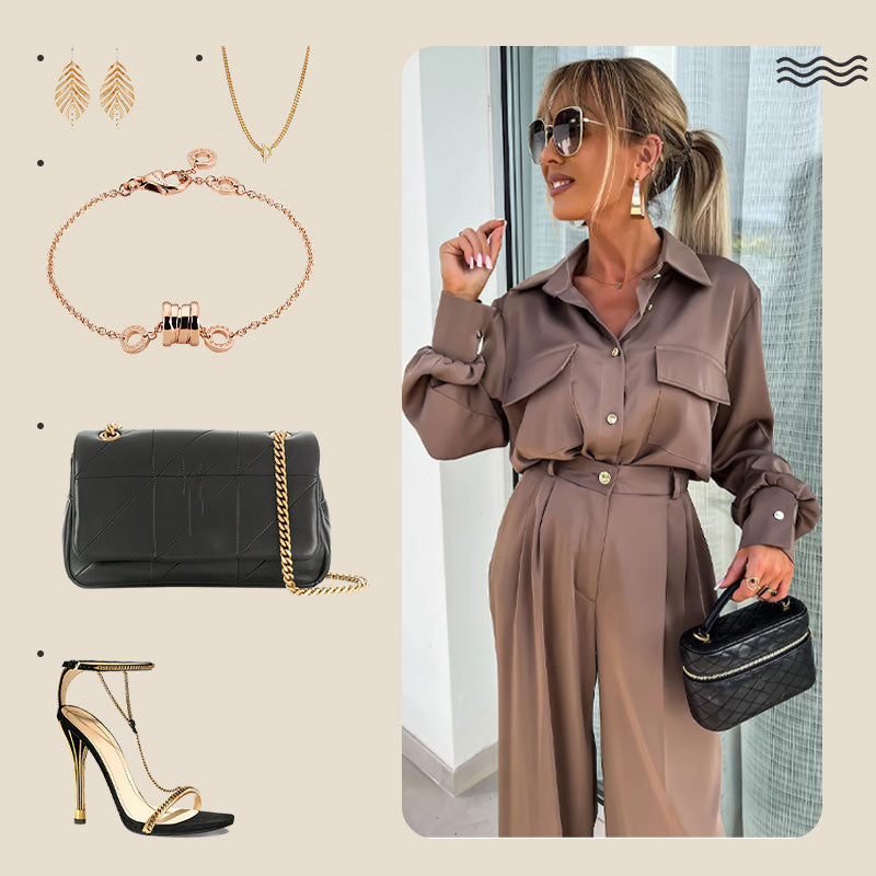 ✨New Arrival✨Women's Casual Long Sleeve Shirt and Loose Pants 2 Piece Set-2