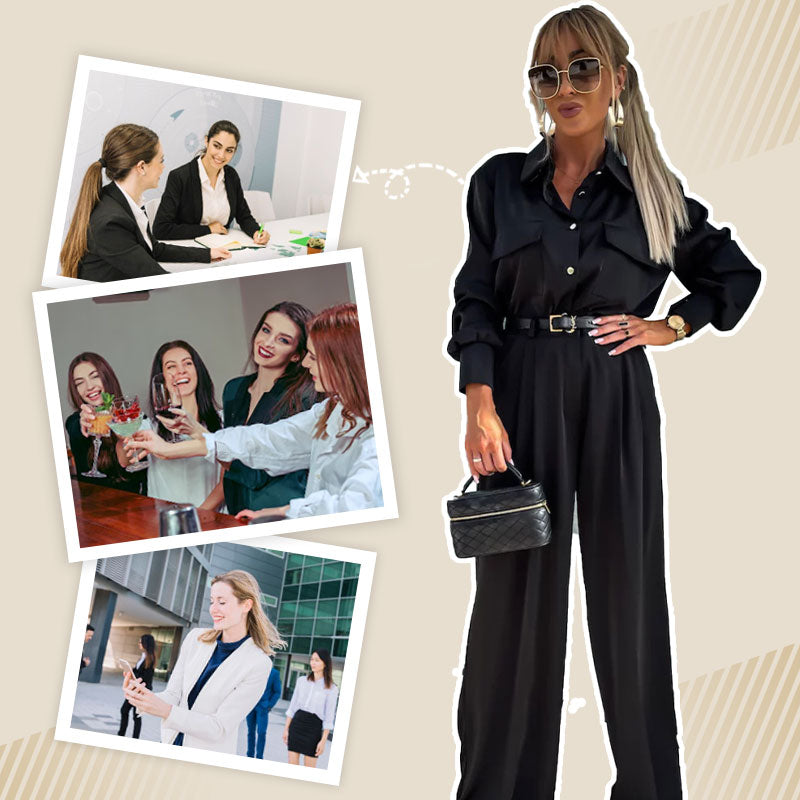 ✨New Arrival✨Women's Casual Long Sleeve Shirt and Loose Pants 2 Piece Set-6