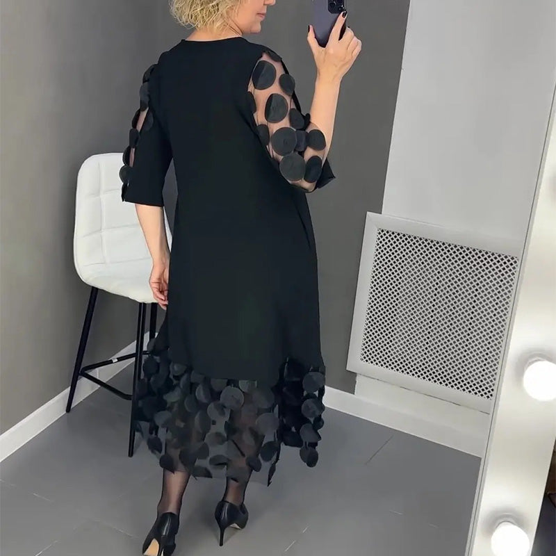 🌷Limited Time 49% OFF💞Plus Size Flared Dress with Dots Decor-1