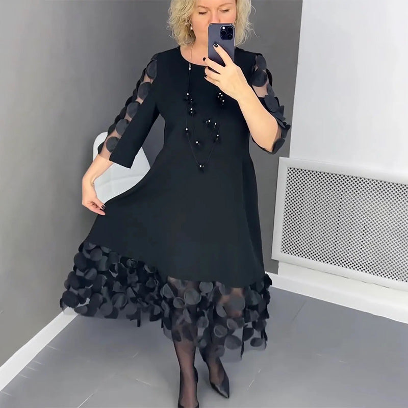 🌷Limited Time 49% OFF💞Plus Size Flared Dress with Dots Decor-2