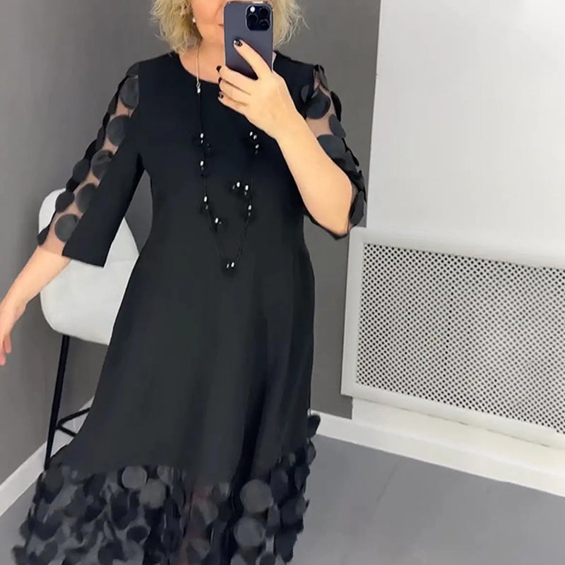🌷Limited Time 49% OFF💞Plus Size Flared Dress with Dots Decor-4