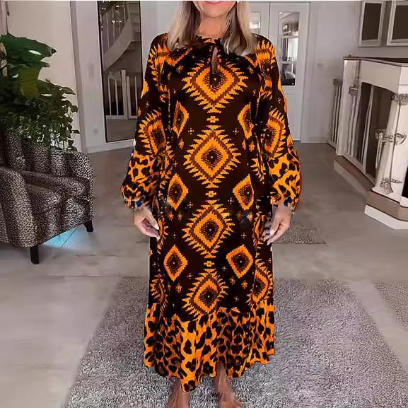 🌷Limited Time 49% OFF💞Women’s Bohemian Casual Printed Long-sleeve Dress-3