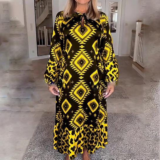 🌷Limited Time 49% OFF💞Women’s Bohemian Casual Printed Long-sleeve Dress-2