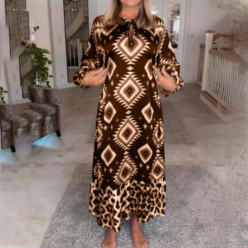 🌷Limited Time 49% OFF💞Women’s Bohemian Casual Printed Long-sleeve Dress-4