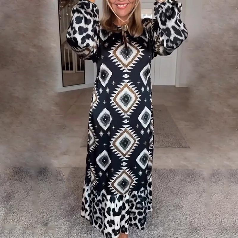 🌷Limited Time 49% OFF💞Women’s Bohemian Casual Printed Long-sleeve Dress-1