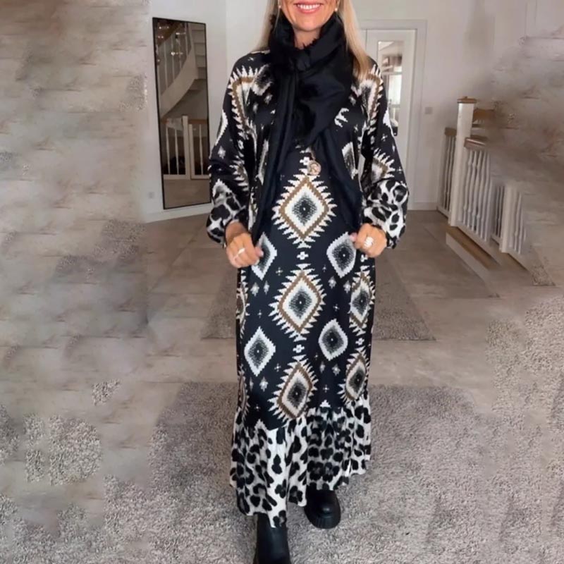 🌷Limited Time 49% OFF💞Women’s Bohemian Casual Printed Long-sleeve Dress-7