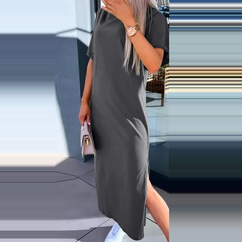🌷Limited Time 52% OFF💞Women's Casual Split T-shirt Long Dress-2