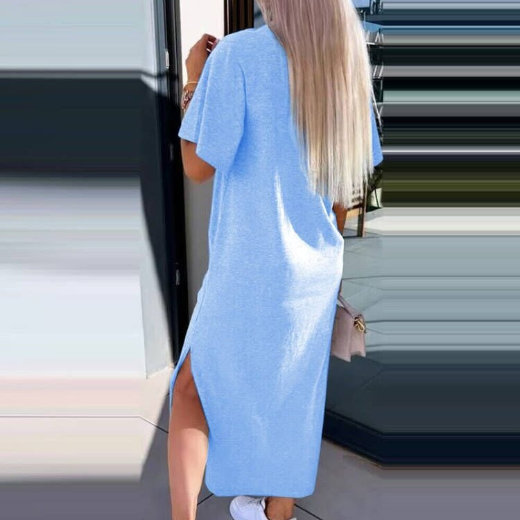 🌷Limited Time 52% OFF💞Women's Casual Split T-shirt Long Dress-8