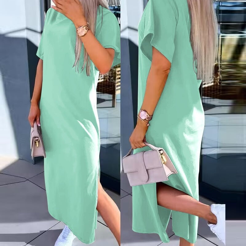 🌷Limited Time 52% OFF💞Women's Casual Split T-shirt Long Dress-6