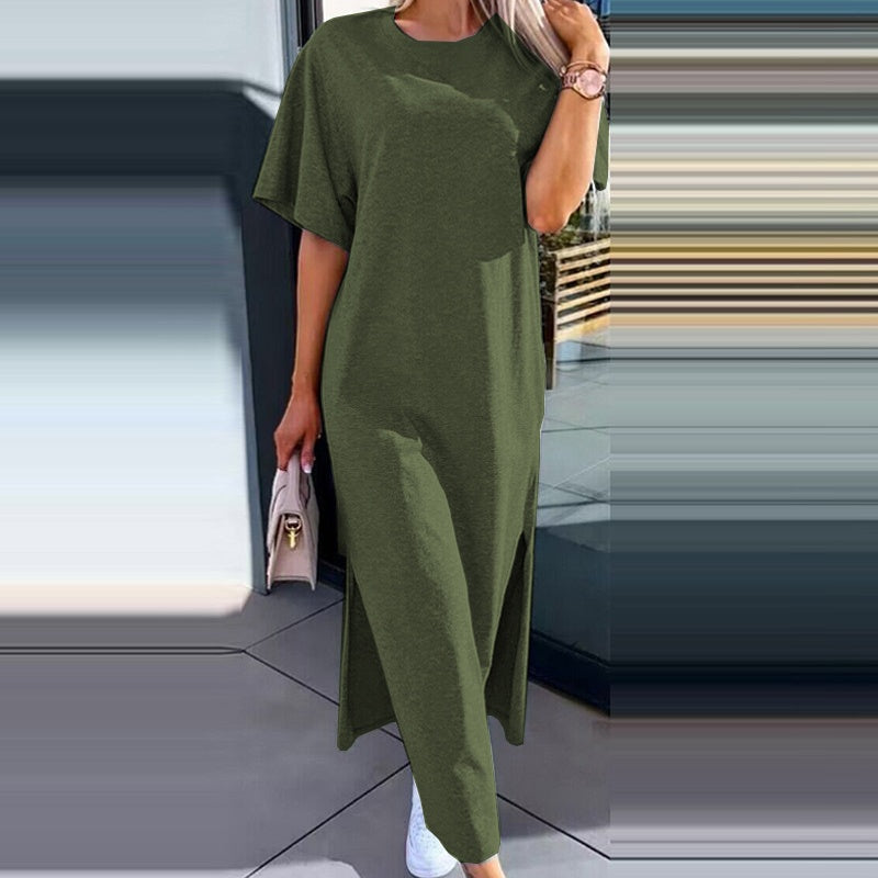 🌷Limited Time 52% OFF💞Women's Casual Split T-shirt Long Dress-9