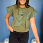 🌷Limited Time 62% OFF💞Bow Tie Short Ruffle Sleeve Top-1