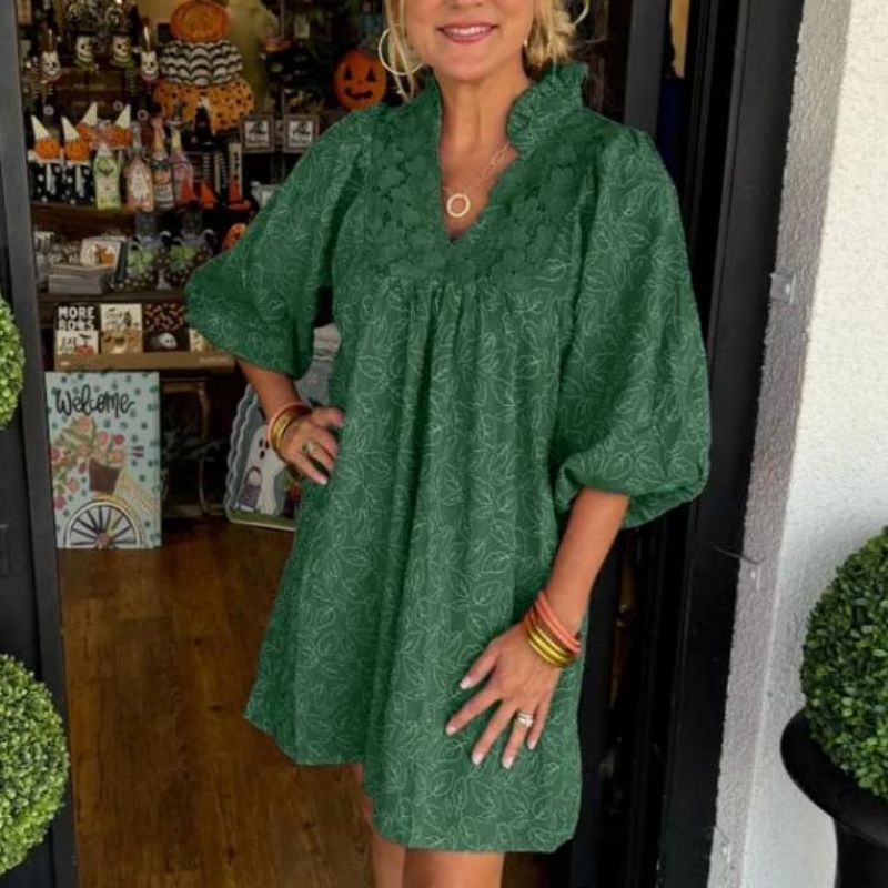 🌷Limited Time 46% OFF💞Solid color carved elegant dress-1