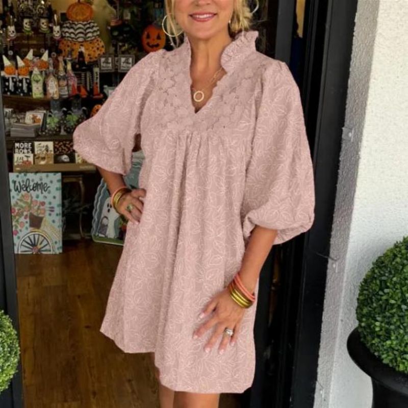 🌷Limited Time 46% OFF💞Solid color carved elegant dress-2