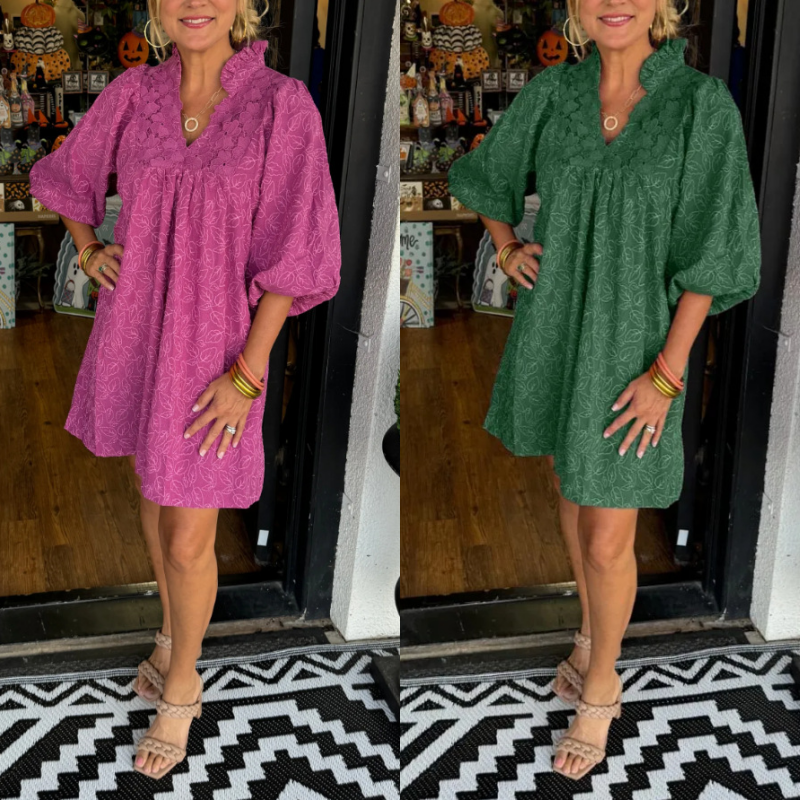 🌷Limited Time 46% OFF💞Solid color carved elegant dress-7