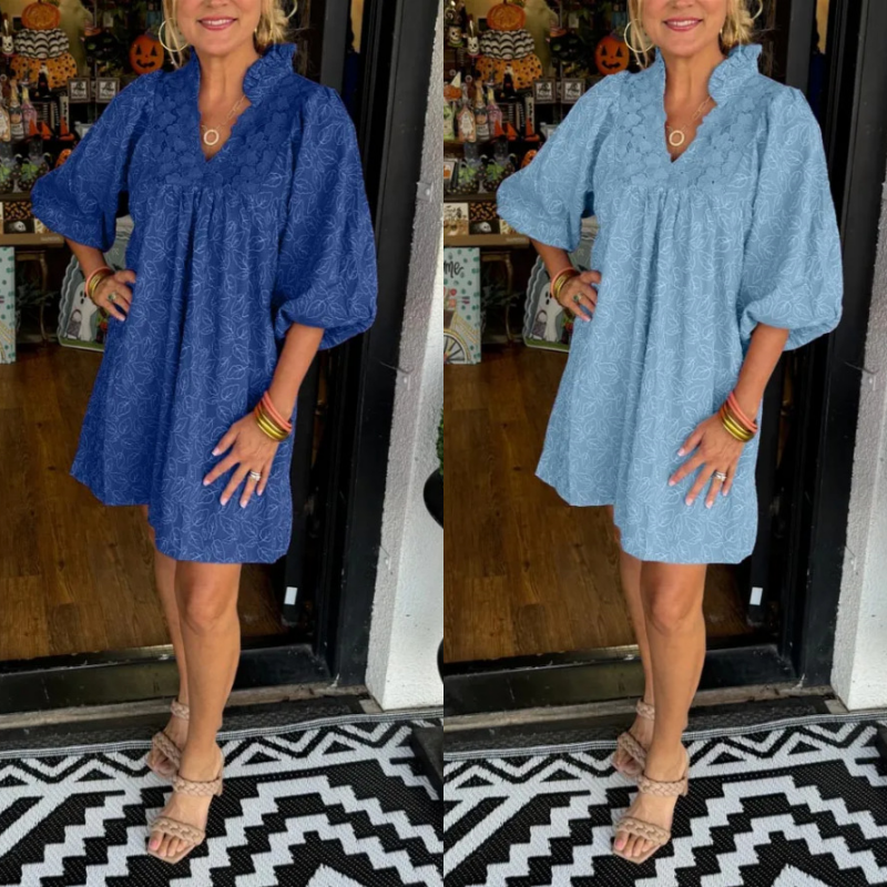 🌷Limited Time 46% OFF💞Solid color carved elegant dress-8