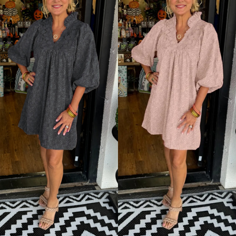 🌷Limited Time 46% OFF💞Solid color carved elegant dress-9