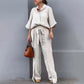 🔥HOT SALE-53% OFF💝Solid Color Lapel Top Drawstring Pants 2-Piece Set-3