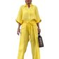 🔥HOT SALE-53% OFF💝Solid Color Lapel Top Drawstring Pants 2-Piece Set-8