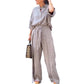 🔥HOT SALE-53% OFF💝Solid Color Lapel Top Drawstring Pants 2-Piece Set-11