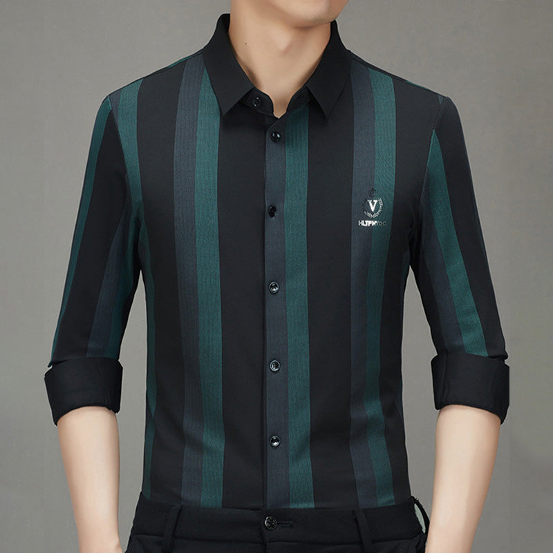 🔥Hot Sale 41% OFF🔥Striped Lapel Button Down Long Sleeve Shirt-1