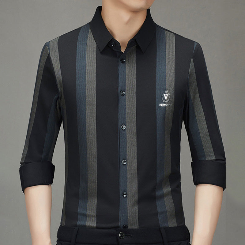 🔥Hot Sale 41% OFF🔥Striped Lapel Button Down Long Sleeve Shirt-2