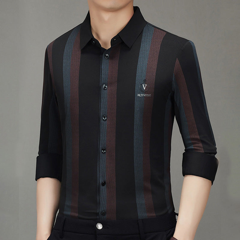 🔥Hot Sale 41% OFF🔥Striped Lapel Button Down Long Sleeve Shirt-4