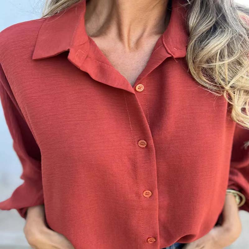 🔥HOT SALE-36% OFF💝Women's Elegant Solid Color Button-Up Shirt-2